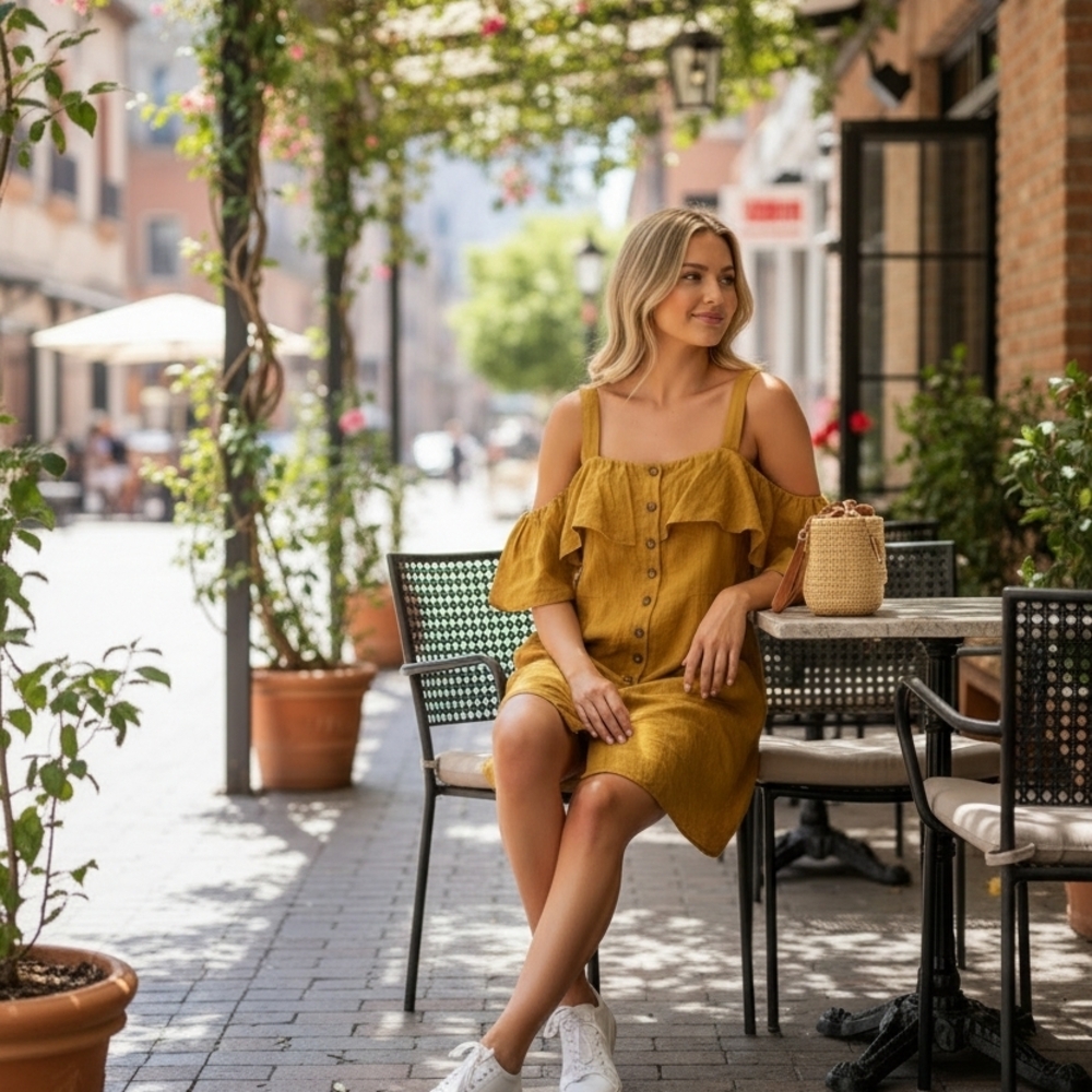 Forever 21 Yellow Ruffle Button-Front Mini Dress - Picture 3 of 8